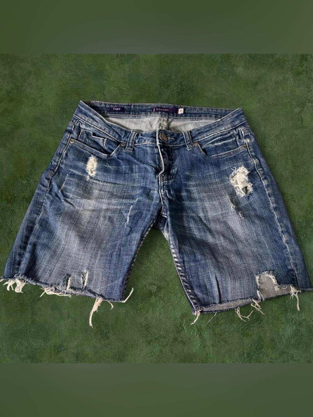 Y2K Distressed Blue Denim Women's capris